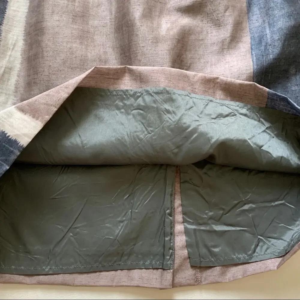 LOFT Skirt Blue Gray Taupe Colorblock Pencil Above Knee Career Skirt Size 14